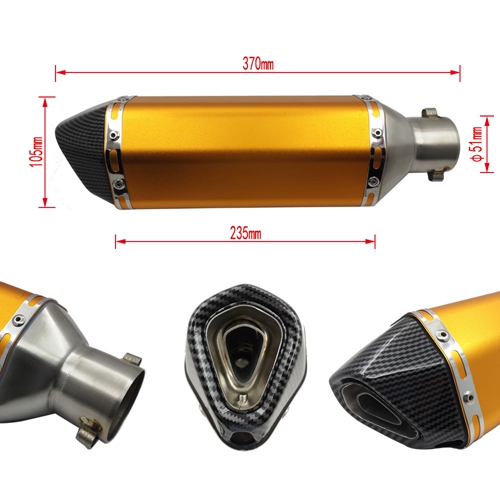 Golden 51mm Universal Motorcycle Exhaust Muffler Pipe