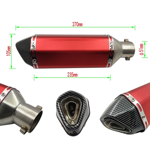 Red 51mm Universal Motorcycle Exhaust Muffler Pipe