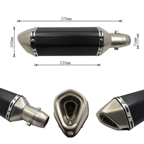 Black 51mm Universal Motorcycle Exhaust Muffler Pipe